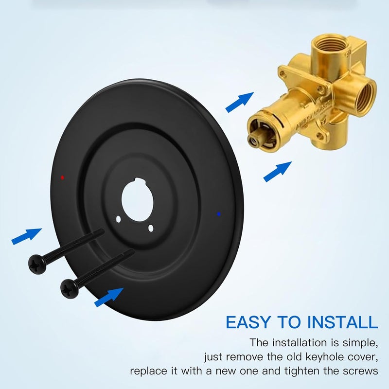 ZXFENG Shower Handle Cover Plate, Matte Black,for One-Handle Tub and Shower Faucets, Escutcheon Replacement for Moen 16090 Chateau Collection - Image 2